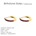 Pendientes de aro de acero dorado con piedra morada, tamaño de 13mm para uso diario. - Junio Púrpura - Dorado