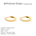 Pendientes de aro de piedra natal de acero inoxidable para mujeres, pequeños aros dorados 13mm. - Noviembre Amarillo Claro - Dorado