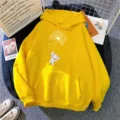 Sweat à capuche jaune vif avec un joli motif graphique d'éléphant et pissenlit. - S / Hauts / Jaune