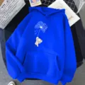 Sweat à capuche bleu avec graphique éléphant pissenlit, pull unisexe décontracté avec poche kangourou. - Bleu