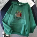 Grüner Weihnachtshoodie mit kariertem Tannenbaum Muster, lässiger Pullover für Damen und Freizeit. - Grün