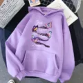 Sweat-shirt à capuche violet avec motif papillon et texte inspirant, pull à manches longues. - Violet