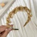Korean style leopard print mesh headband stylish hair hoop sweet daily hair accessories - Teeth Headband / Yellow Leopard