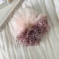 Korean style colorblock leopard mesh hair scrunchie, soft sheer fabric ponytail hair tie. - Contrast Scrunchie Style / Pink Leopard Print