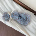 Blue leopard print mesh hair bow detail, chic sheer fabric scrunchie with ribbon. - Bow Banana Clip / Blue Leopard Print