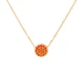 Collier de chaîne en acier doré avec pendentif rond pavé de strass orange bijou élégant - Janvier Rouge - Or