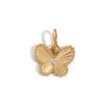 Pendentif papillon en or breloque de collier avec strass étincelant et bordure perlée délicate - Papillon Diamant Unique Perlé (BP2872) / Or