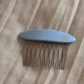 Korean style oval insert hair comb with acetate top and metal teeth for styling bangs securely. - Gold Label Oval Comb - Blue