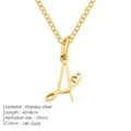 Collier pendentif lettre A en acier inoxydable or 14K avec joli cœur pour femme élégante. - A Or