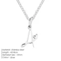 Collier lettre initiale A en acier inoxydable avec pendentif coeur pour femme, joli bijou. - A Couleur Acier