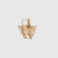 Pendentif papillon doré avec perles blanches, accessoire de collier élégant et tendance. - Papillon Perle (YP3014) / Or
