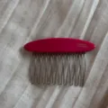 Red oval hair comb metal teeth acetate hair clip delicate fashion hair accessory detail - Gold Label Oval Comb - Dark Pink