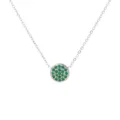 Silberne Halskette mit grünem runden Steinanhänger, elegante Edelstahl Schlüsselbeinschmuck. - Mai Grün - Silber