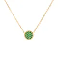 Goldene runde Halskette mit grünem Stein, minimalistischer Edelstahl Anhänger Schmuck. - Mai Grün - Gold