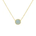 Goldfarbene Edelstahl Kette mit rundem hellblauen Kristall Pavé Anhänger Schmuck Variante - Dezember Seeblau - Gold