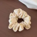 Zomerse pastorale gele kleine bloemige stoffen haarelastiek zoete paardenstaart accessoire - Geel Bloemen - Klein Haarelastiek