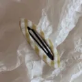 Fermaglio per capelli BB in tessuto a quadri giallo e bianco stile coreano per frangia laterale. - Giallo Traforato Ovale BB-Giallo Bianco