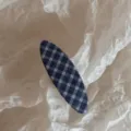 Koreanischer Stil blaue Karo Haarspange süße Snap Haarnadel für Pony und Seitenhaar. - Blau-Serie Oval BB - Dunkelblau Kariert