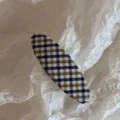 Pince à cheveux à carreaux coréenne, clip latéral élégant en tissu pour femmes et filles - Barrette Ovale / Jaune Ovale BB-Bleu Jaune Carreaux