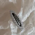 Korean style plaid hair clip, cute fabric wrapped BB clip for side hair and daily styling. - Blue Series Hollow Oval BB - Blue White Plaid