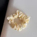 Gommino per capelli in tessuto a quadri gialli, elastico carino per lo styling quotidiano. - Elastico Arricciato Giallo-Righe Chiare