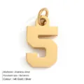 Stainless steel number 5 pendant charm, 14K gold plated DIY jewelry making accessory. - Number 5 (YP33060)