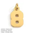 Stainless steel number 8 pendant charm diy jewelry making accessory 14k gold color 8x14mm - Number 8 (YP33063)