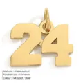 Stainless steel number 24 pendant charm, 14K gold and silver color DIY jewelry accessory. - Number 24 (YP33072)