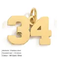 Stainless steel number 34 pendant DIY jewelry accessory gold silver color 17x14mm - Number 34 (YP33074)