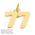 Stainless steel number 77 pendant DIY jewelry accessory, 17x14mm gold silver fashion charm. - Number 77 (YP33070)