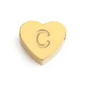 Colgante de corazón de acero inoxidable dorado letra C para pulsera collar joyeria DIY - Letra C / Dorado
