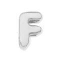 Silver puffy letter F charm bead, stylish metallic alphabet pendant for DIY jewelry making. - F-Steel