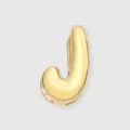 Gold puffy letter J charm bead, retro style alphabet pendant for DIY jewelry making accessories. - J-14K Gold