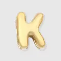 Gold balloon letter K charm bead, puffy alphabet jewelry pendant for custom charm bracelets. - K-14K Gold