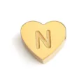 Colgante de corazón de acero inoxidable dorado letra N accesorio de joyería DIY estilo. - Letra N / Dorado