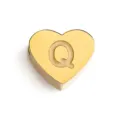 Colgante de corazón de acero inoxidable dorado con letra Q para joyería DIY. - Letra Q / Dorado