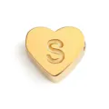 Colgante Abalorio Corazón Letra S de Acero Inoxidable Dorado para Collar Joyas DIY - Letra S / Dorado