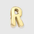 Gold bubble letter R bead charm for stylish DIY jewelry making and accessories. - R-14K Gold