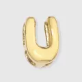 Gold puffy letter U charm pendant chunky alphabet bead DIY jewelry making accessory chic. - U-14K Gold