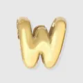 Gold puffy bubble letter W charm pendant, cute metallic initial bead for custom jewelry. - W-14K Gold