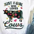 Casual white short sleeve t-shirt for women featuring a cute floral cow graphic and letter print. - XS / Tops / White Floral Cow Silhouette Print (2)