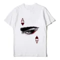 Artistic eye print white short sleeve t-shirt, casual Harajuku style women graphic tee. - S / Heart A Eyes Style (Top)