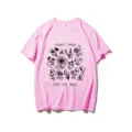 Pink short sleeve t shirt with cute botanical save the bees graphic print casual top - S / Tops / Pink