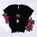 Μαύρο κοντομάνικο t-shirt με σχέδιο πικραλίδα, casual γυναικείο ωραίο καλοκαιρινό τοπ. - S / Tops / Μαύρο