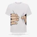 Funny cartoon hand grab graphic short sleeve t-shirt for men and women casual streetwear - S / Tops / White