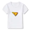 T-shirt manica corta bambini bianca simpatica grafica pizza estate top casual per ragazzi - Taglia S / Top / Bianco