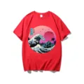 Rood esthetisch retro wave grafisch t-shirt casual katoen streetwear top trendy - S / Tops / Rood