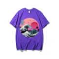 Retro wave Japans anime grafisch T-shirt Harajuku stijl katoenen top voor heren en dames - S / Tops / Paars