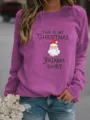Christmas Santa letter print crewneck sweatshirt, casual long sleeve pullover top for women. - Purple