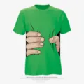 Funny cartoon hands graphic t-shirt for men and women, casual short sleeve cotton tee. - Green